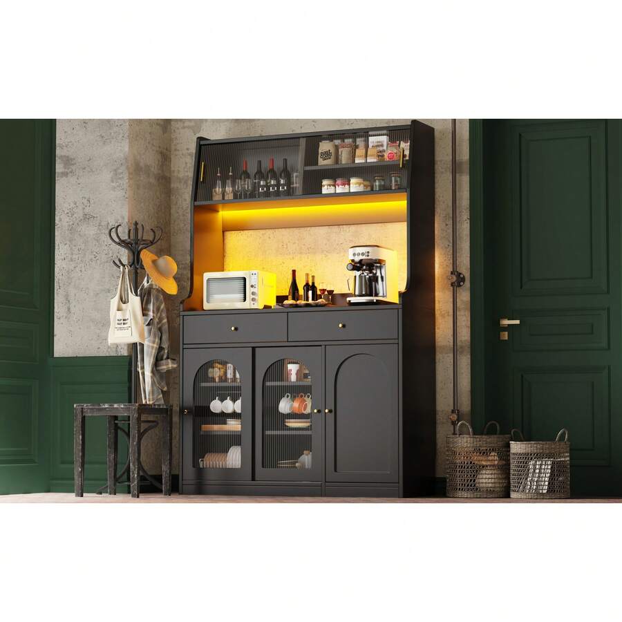 Kitchen,Cabinet(120*40*180cm),,Tall - Black - View 1