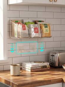 1pc Transparent Acrylic Tea Bag Storage Box, Multi-Grid Partitioned Portable Coffee Pouch Organizer,Flip Lid Moisture-Proof And Dust-Proof Storage Box,For Kitchen, Office Break Room, Living Room Coffee Table Organization - Transparent - View 9