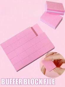 100 piezas de bloques pulidores de uñas mini, adecuados para uñas acrílicas y naturales, bloques de pulido de gran capacidad de 100/180 granos, limas de uñas profesionales para manicura - Rosa - Ver 2
