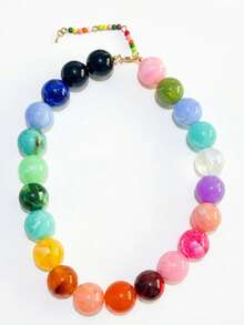 1pc Fashionable Acrylic Random Mixed Color Beads Dopamine Summer Solo Random Color Beads, Suitable For Daily Wear - Multicolor - View 3