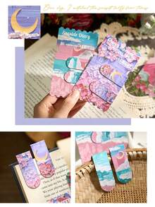 1pc Travel Fantasy Color Oil-Resistant Magnetic Bookmark, Cute Art Page Marker, Suitable For Reading Annotation And Back To School Season - Multicolor - View 4