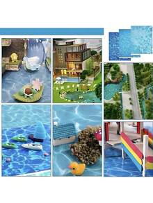 3-Color Random Shipment Wavy Pattern Water Surface Sticker, Suitable For Miniature Landscape Water Scenery, Large Architectural Models, Garden Fountain Simulation Props, Dollhouse Beach And Lake Scene Miniature Models - Multicolor - View 8