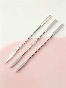3 buah/1 buah Spatula Pengaduk Dua Ujung Stainless Steel, Alat Pengaduk Alas Bedak, Aksesori Rias Wajah Penting, Portabel dan Praktis, Perlengkapan Perjalanan, Wajib Dimiliki, Kecantikan Terjangkau, Kebutuhan Liburan, Hadiah untuk Wanita - Perak - View 9