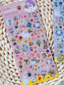 Happy Animal World Cartoon 3D Crystal Stickers Decoration Scrapbook DIY Planner Cute Diary Stationery Stickers Gift - Multicolor - View 9