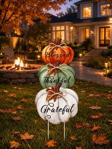 3/1pc Thanksgiving Pumpkin Yard Decor Sign, Thanksgiving Porch Decoration, Suitable For Home Lawn Pathway Front Door, Autumn Pumpkin Outdoor Decor, Thanksgiving Party Garden Lawn Patio Walkway Decoration - Multicolor - View 9