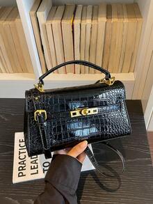 Premium Crocodile Embossed Handbag, New Fashion Versatile Lightweight Luxury Niche Shoulder Crossbody Bag For Women - Black - View 2