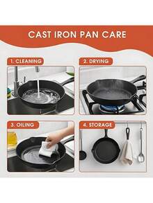 LAISONWARE 3 PiecesCast Iron Cookware Set, Including Cast Iron Skillet, Wok, And Cast Iron Cookware Set (Black), Cooking Pot - Black - View 6