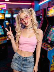 1pc Retro Y2K Coquette Fashion Glasses, Narrow Cat Eye Pink Gradient Frame, Tinted Lens For Music Festival Street Party Beach Vacation Women Girls - 紫粉色框架 粉紅鏡片 - 查看 9
