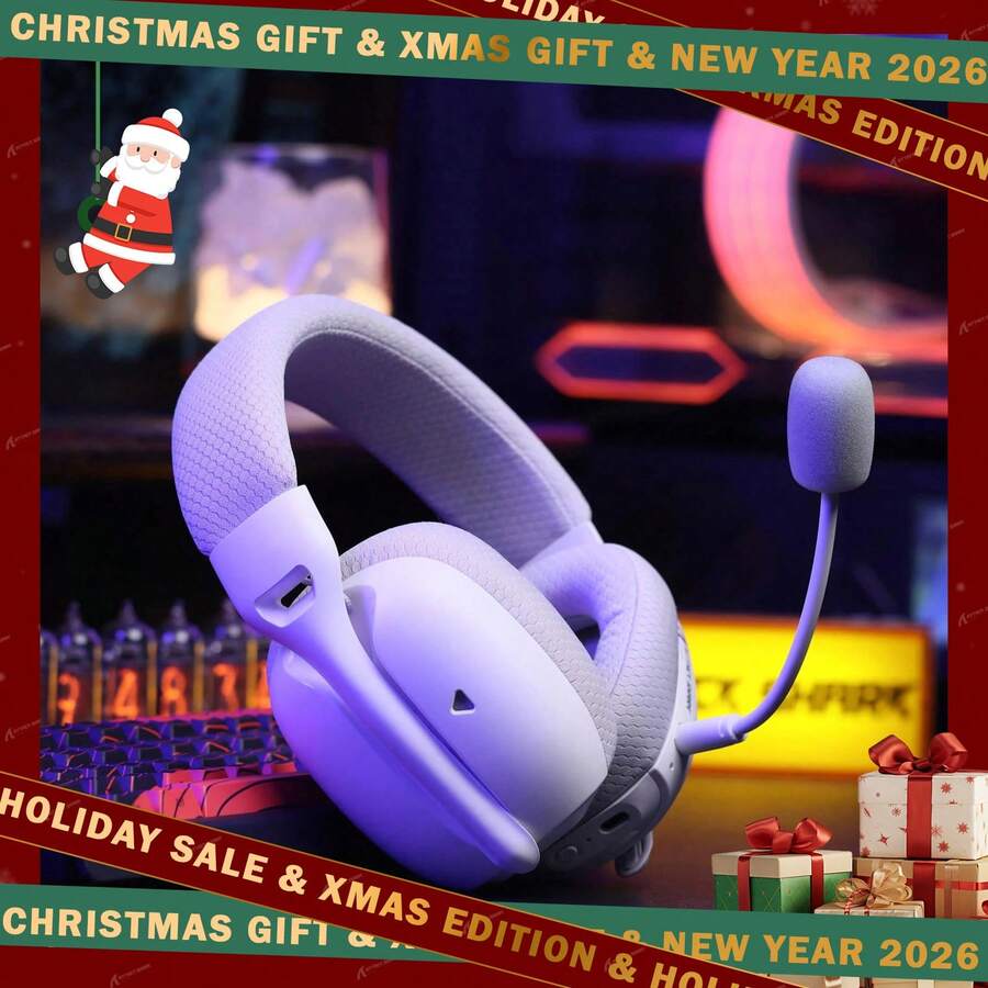 ATTACK SHARK L80PRO Wireless Gaming Headset Lightseed Tech Built-In + Detachable Dual Microphone Lightweight Headset Triple Mode Connection (2.4GHz USB C&A Receiver/Bluetooth/Wired) Compatible With PS4, PC, Switch, Win - View 1