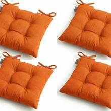 4-Piece Premium Luxury Chair Cushion Set – Soft Filled Comfortable Seat Pads, Non-Slip Base Stylish Design, For Kitchen & Dining Room Chairs - Orange - View 2