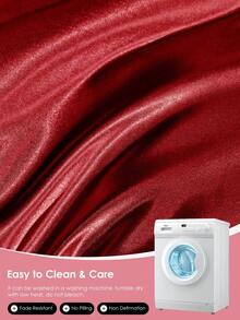 HONEYMOON 1pc Premium Silky Satin Bed Sheet, Soft Breathable Wrinkle-Resistant Fabric, Improves Sleep Quality, Luxury Hotel Style, Suitable For Home And School Dorm Use, Back To School Essential, Fits All Bed Sizes: Twin, Full, Queen, King, Red - Red - View 7