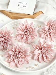 5/25pcs Artificial Flowers, Dahlia, Chrysanthemum, Wedding Decoration, Fake Plants, Room Decor, Autumn Decoration, Garden Autumn Decor, Party Gifts, Decorative Items, Bridal Wrist Corsage, Bouquet Box, Home Decor, Flower Box Materials, New Year Decoration - Dusty Pink - View 4