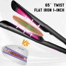 YTWO Multifunctional Straightening & Curling Iron, 11 Adjustable Temperature Settings, Ionic Straightening Brush, 6-In-1 Twisting Straightening & Curling Iron, 65° Rotating 1-Inch Straightening Brush, Tourmaline Ceramic Negative Ion Hair Styling Tool - View 7