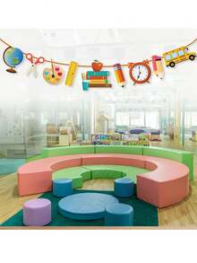 Back To School Party Garland, Stationery/School Bus/Globe/Palette/Pencil/Ruler/Alarm Clock Pattern, Back To School Decoration, Suitable For Back To School Party Decoration, Back To School Gift, Classroom Decoration - One Size Fits All - View 4