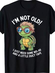 Turtle Print Tee With A Funny Anti-Aging Slogan. Unisex, Comfortable Crew Neck Design, Excellent Gift For Christmas, Halloween, And Birthday Parties. - 白色 - 查看 6