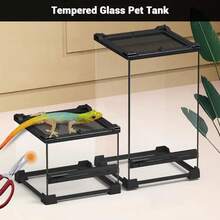 20 X 20 X 30 Reptile Feeding Box – Glass Terrarium With Front Ventilation, Escape-Proof Screw Cap - Clear - View 4