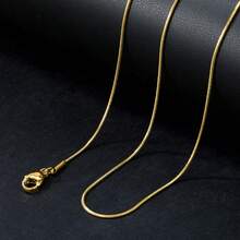 1pc Fashionable Hip-Hop Personalized Stainless Steel Round Snake Chain Necklace, Versatile Silver Round Snake Design Collarbone Chain, All-Match Daily Accessory, Unisex - Silver - View 9