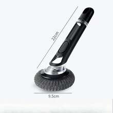 1pc Long Handle Steel Wire Ball Brush, Multi-Function Soap Dispensing Pot Brush, Long Handle Kitchen Cleaning Brush, Replaceable Brush Head, Suitable For Pots, Pans And Bowls Cleaning, Household Kitchen Tool - AA - View 5