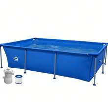 Pool mit Metallkonstruktion und Filterpumpe, 258 cm x 179 cm x 66 cm, einfache Montage in 30 Minuten. - Blau - Übersicht 1