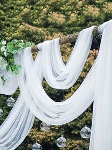 Arch-Shaped Draped Fabric, 1/2pcs, Sheer Backdrop Curtain, Suitable For Party, Ceiling Decor, Wedding Arch, Wedding Banquet, Christmas And More Occasions - A - View 2