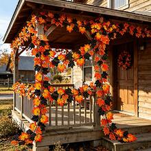 Artificial Black Maple Leaf Garland - Realistic Autumn Orange & Black - Heavy Duty Plastic Foliage Vine, Suitable For Thanksgiving, Halloween, Wedding Decor - No Electricity Required, Indoor/Outdoor Autumn Home, Garden, Party Decoration - Longest Maple Leaf Vine, Can Be Used As Magic Forest Decor, Halloween Decoration, Holiday Wreath Design, No Power Needed, Weather-Resistant Leaves, Home Decor - Multicolor - View 11