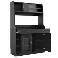 Kitchen,Cabinet(120*40*180cm),,Tall - Black - View 3