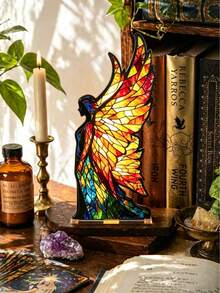 1pc Acryl Boekensteun Gothic Medieval-Style Angel-Themed Bookshelf; Suitable For Living Rooms, Bedrooms, And Festive Fireplace Decor; An Ideal Gift For Lovers Of Books And Fantasy Novels; Candle Not Included. - A - View 2