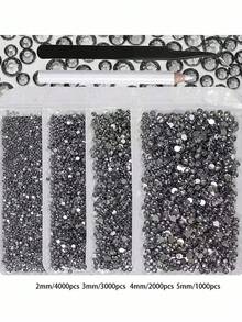 4袋 2-5mm 10,000顆樹脂水晶水鑽，適用於手工藝、衣物與布料，皇家藍平底寶石，深藍色平底水鑽，混尺寸大包裝，非熱熔，手工DIY手機殼、應援扇用（附黑色鑷子 + 白色點畫筆） - 多色 - 查看 21