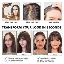 Ekstensi Rambut Bando Rhinestone dengan Poni untuk Wanita, Penutup Rambut Lurus Sintetis, Bando Berkilau dengan Poni, Aksesori Rambut Mudah Dipakai untuk Sehari-hari & Pesta - MultiWarna - View 6