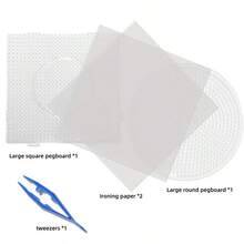 Pana-beads 1pc/Set, 2pcs/Set 5mm Square/Round Pegboard For Fuse Beads, Transparent Hama Board Plastic Perler Bead Pegboard, Fuse Beads And Perler Beads, Beading Supplies, Beading And Jewelry Making - Transparent - View 8