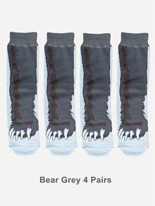1/4/8 pares de calcetines de media caña para hombre con patrón creativo de garra de oso, transpirables, cómodos y divertidos, adecuados para uso casual diario y como regalo de cumpleaños - Multicolor - Ver 9