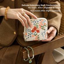 6-Compartment Independent Jewelry Storage Pouch, Embroidered 3D Floral Pattern, Soft Lining, Portable For Business Trips And Travel, Anti-Tangle Storage Bag For Jade Bangles, Gold, Bracelets, Beaded Bracelets, Travel Essential - Multicolor - View 4