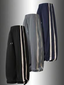 1pc Men's Spring/Autumn Soft Comfortable Breathable Straight Leg Running Jogging Fitness Casual Sports Long Pants Black - Black - View 10