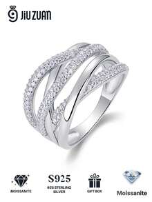 1 Piece Charming Women's 925 Sterling Silver Moissanite Ring, Ideal For Weddings, Proposals, Anniversary Parties And Valentine's Day Gifts - Ring - View 2