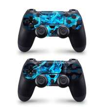 1 Set Printed Pattern Skin Sticker Compatible With PS4 Slim Game Console, Waterproof Scratch-Resistant Controller Personalized Decoration Protective Film - View 3