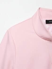 DEEKA Blazer Pendek Wanita Gaya Eropa dan Amerika Minimalis Serbaguna Musim Semi/Panas Model Crop Warna Pink - Berwarna merah muda - View 4