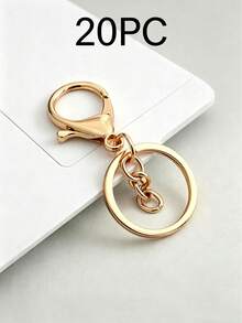 50Metal Lobster Clasp Keychains, Four-Section Chain/Figure-8 Chain Keychain Pendants, DIY Alloy Key Ring Jewelry Accessories,Keychain Accessories. - Gold + Silver - View 13