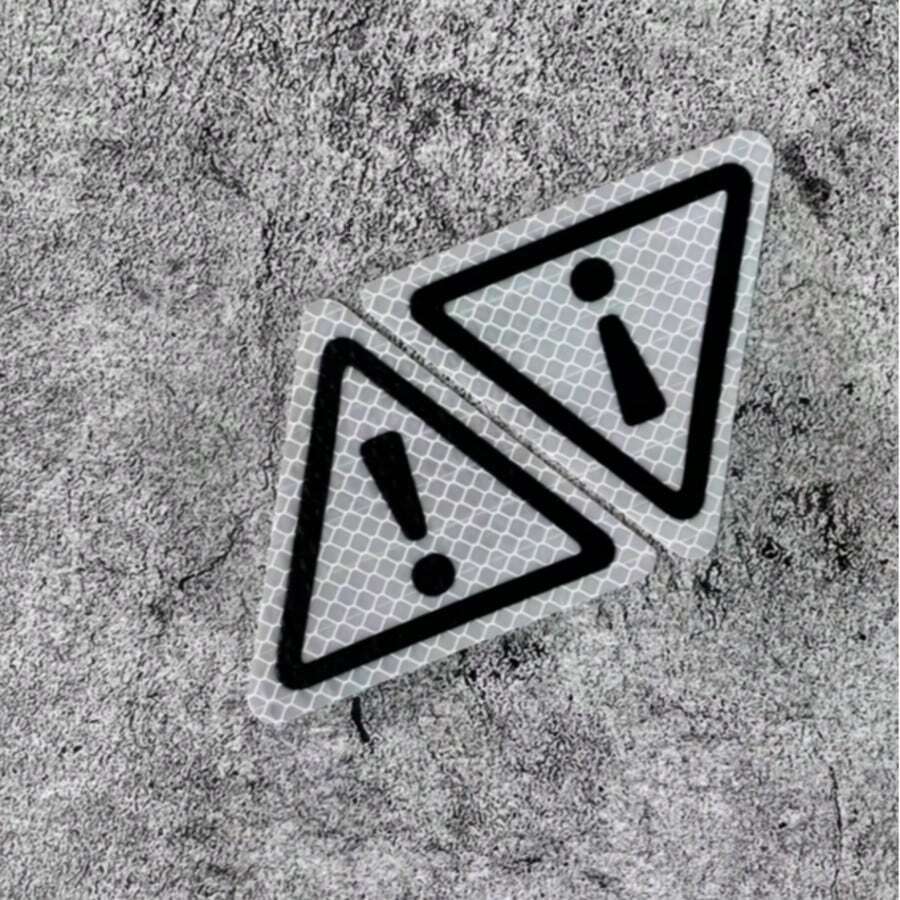 2pcs Triangle Stickers; Rhombus & Exclamation Mark Design - Colorful, Suitable For Motorcycles, Cars, Bicycles - High Adhesion Stickers; Helmet Stickers, Vehicle Visibility, Sign Style. - A - View 1