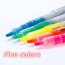 5pcs Single Tip Fluorescent Marker Pen Set, Direct Liquid Colorful Highlighter Pens For Journaling, Office, Marking And Note-Taking - 5 Pieces/set - View 4
