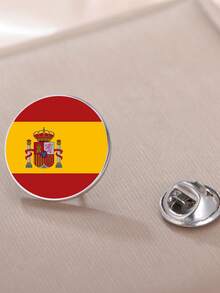 TEAMER 1pc Fashionable Women's Stainless Steel Round Brooch With Colorful National Flag Pattern, Unique Meaningful Exquisite Accessory, National Commemorative Gift For Friends - Brooch - View 6