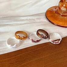 Juego de Anillos 3D Multicolor con Gatos Lindos, Adecuado para Mujeres, Decoración de Capas Diaria, Regalo para la Mejor Amiga - Anillo de gatito colorido - Ver 3