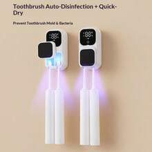 Sterilisator Sikat Gigi Sensor Pintar yang Dipasang di Dinding, Sterilisator Sikat Gigi UV dengan Sensor Inframerah Otomatis Membuka dan Menutup, Layar Digital, Tempat Sikat Gigi Anti Debu untuk Penyimpanan Kamar Mandi - MultiWarna - View 2