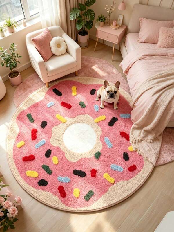 1pc Donut Round Rug, Decorative Carpet, Bedroom Decor, Floor Mat, Carpet, Home Decor, Living Room Carpet, Living Room Small Rug, Bedroom Carpet, Living Room Home Decor, Outdoor Carpet, Washable Carpet
