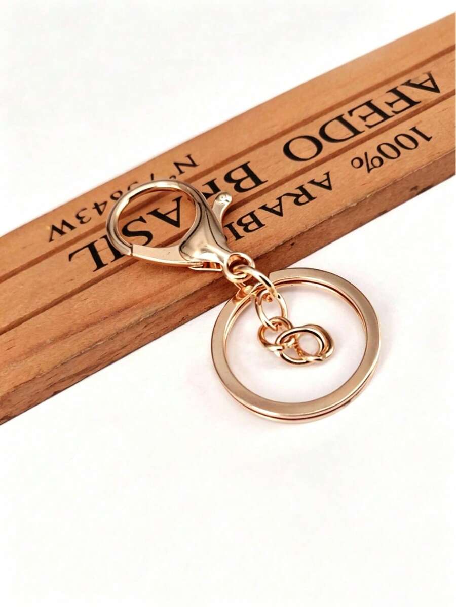 50Metal Lobster Clasp Keychains, Four-Section Chain/Figure-8 Chain Keychain Pendants, DIY Alloy Key Ring Jewelry Accessories,Keychain Accessories. - Gold + Silver - View 1