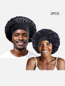1 pieza Gorro de dormir ajustable con cinta de satén para mujer, pañuelo para la cabeza, adecuado para uso diario - Negro - Ver 21