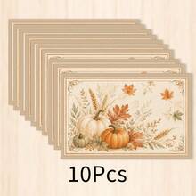 1pc Pumpkin Pattern Placemat, Breakfast Mat, Coffee Mat, Cup Mat, Bowl Mat, Home Kitchen Decor Accessory, Easy To Clean Placemat, Suitable For Home, Restaurant, Restaurant Decor, Holiday Gift, Gift For Friends, Multi-Piece Set - Multicolor - View 10