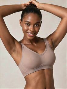 Veilyse 3pcs Simple & Comfortable Sports Bras For Women, Wireless, Solid Color For Summer - Multicolor - View 7