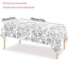 Kids Birthday Doodle Tablecloth, Thickened Children's Coloring Painting Party Cartoon Decoration, Disposable Waterproof Coloring Tablecloth, Multi-Functional Drawing Paper - Multicolor - View 2