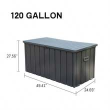 120 Gallon Outdoor Storage Deck Box Waterproof, Large Patio Storage Bin For Outside Cushions, Throw Pillows, Garden Tools, Lockable (Dark Gray)-XY122635 - 1 - View 3