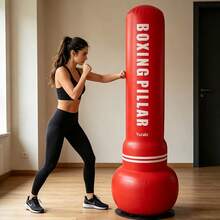 1pc Red Thickened PVC Inflatable Boxing Punching Bag, Adult Home Stress Relief Venting Sandbag, Standing Fitness Punching Column - Multicolor - View 5